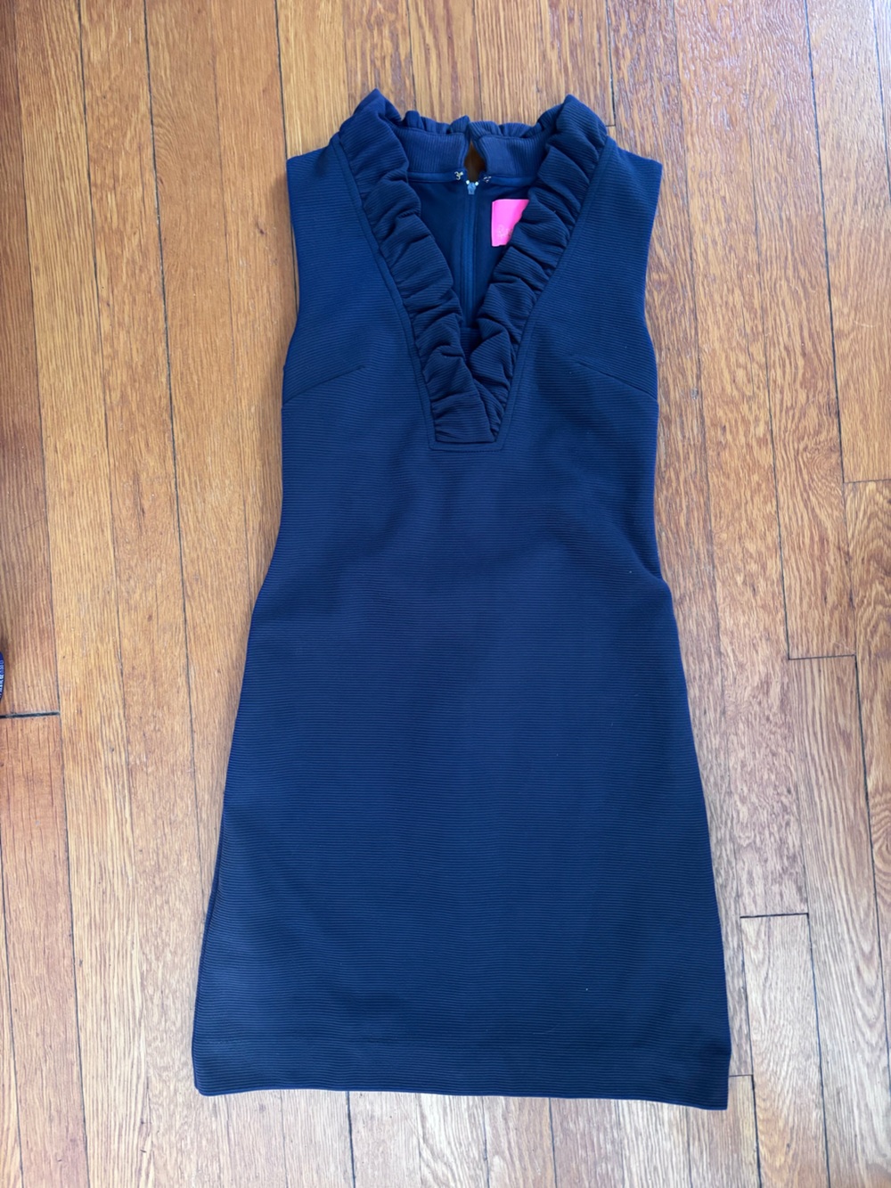 Lilly Pulitzer Navy Ruffle Neck Shift Dress XXS